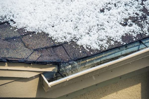 Ice and snow buildup along an Indiana roof edge